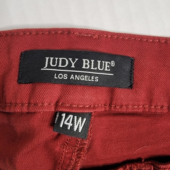 Judy Blue Jeans Sz 14 W High Rise Stretch Skinny Fit  Terracotta Burgundy - Picture 8 of 10